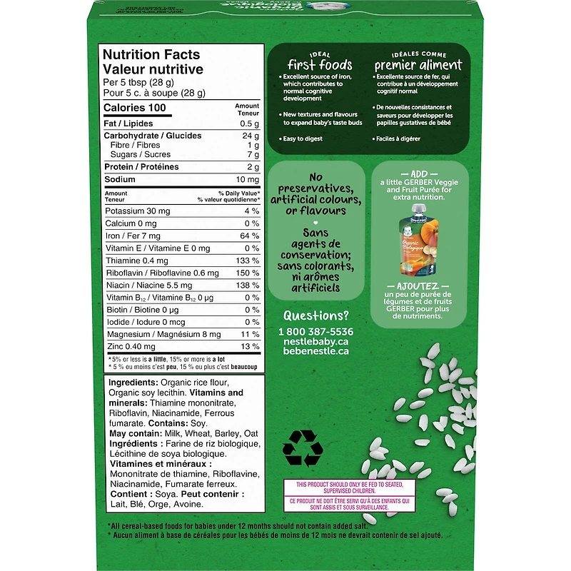 Céréales Pour Bébés Gerber Biologique Riz