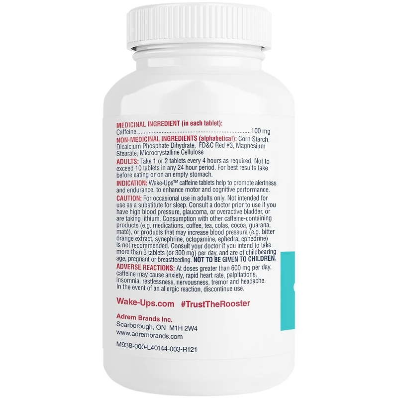 Comprimés de caféine, 100 mg