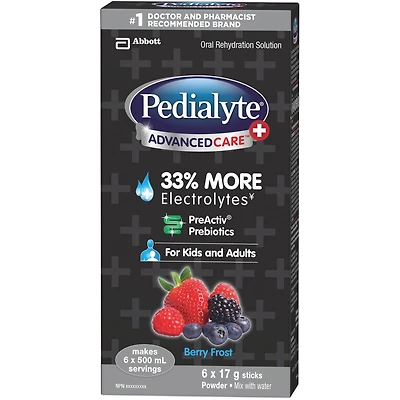 Pedialyte® Advanced Care Plus Powder Berry Frost 6x17g