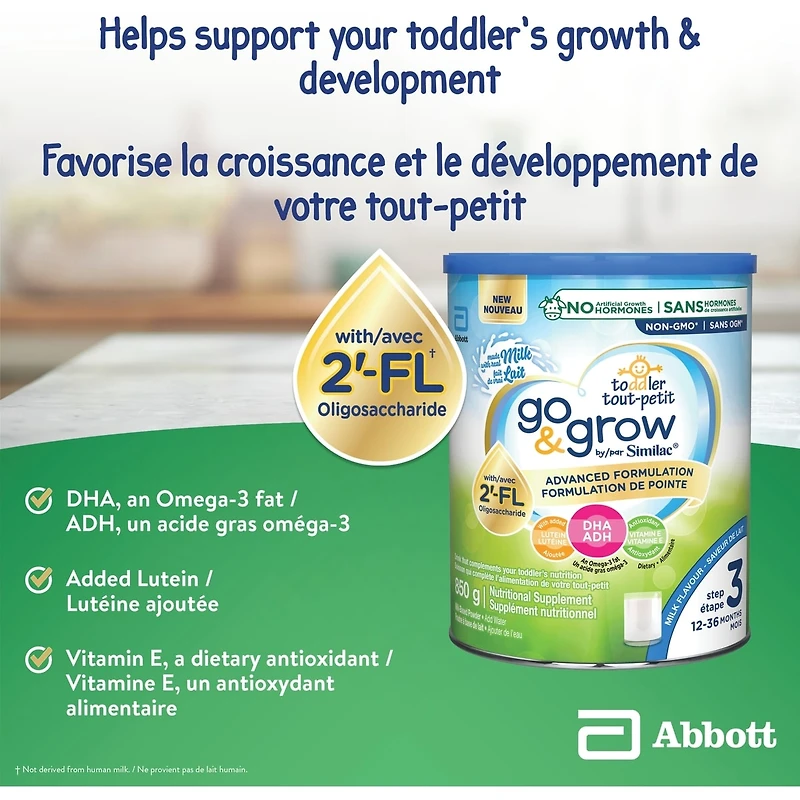 Go & Grow Step 3 Toddler Drink with 2'-FL. Immune Support Innovation: 2'-FL, Powder, 12-36 Months, Milk Flavour