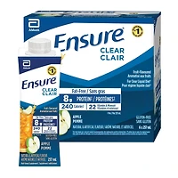 Ensure Clair, Boisson nutritive sous forme de liquide clair, Supplément nutritionnel rafraîchissant à saveur de fruits, Pomme, 6 bouteilles de 237 mL