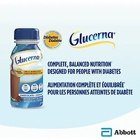 Glucerna® Nutritional Drink, Meal Replacement Shake, Complete, Balanced Nutrition for People with Diabetes, Chocolate, 6 x 237 mL