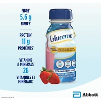 Boisson nutritive Glucerna®, substitut de repas, alimentation complète et équilibrée pour les personnes diabétiques, fraise, 6 x 237 mL