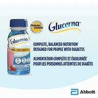 Boisson nutritive Glucerna®, substitut de repas, alimentation complète et équilibrée pour les personnes diabétiques, fraise, 6 x 237 mL