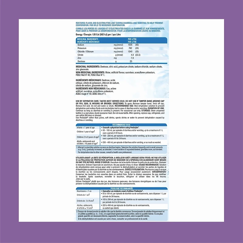 Solution de Réhydratation Orale Saveur de Raisin 1 L
