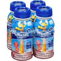 PediaSure Complete®, supplément nutritionnel, 4 x 235 mL, chocolat - boisson nutritive pour enfants, source d'ADH et de vitamines, favorise le gain de poids lorsqu’il est pris 2 fois par jour