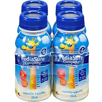 PediaSure Complete®, supplément nutritionnel, 4 x 235 mL, vanille - boisson nutritive pour enfants, source d'ADH et de vitamines, favorise le gain de poids lorsqu’il est pris 2 fois par jour