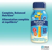 PediaSure Complete®, supplément nutritionnel, 4 x 235 mL, vanille - boisson nutritive pour enfants, source d'ADH et de vitamines, favorise le gain de poids lorsqu’il est pris 2 fois par jour