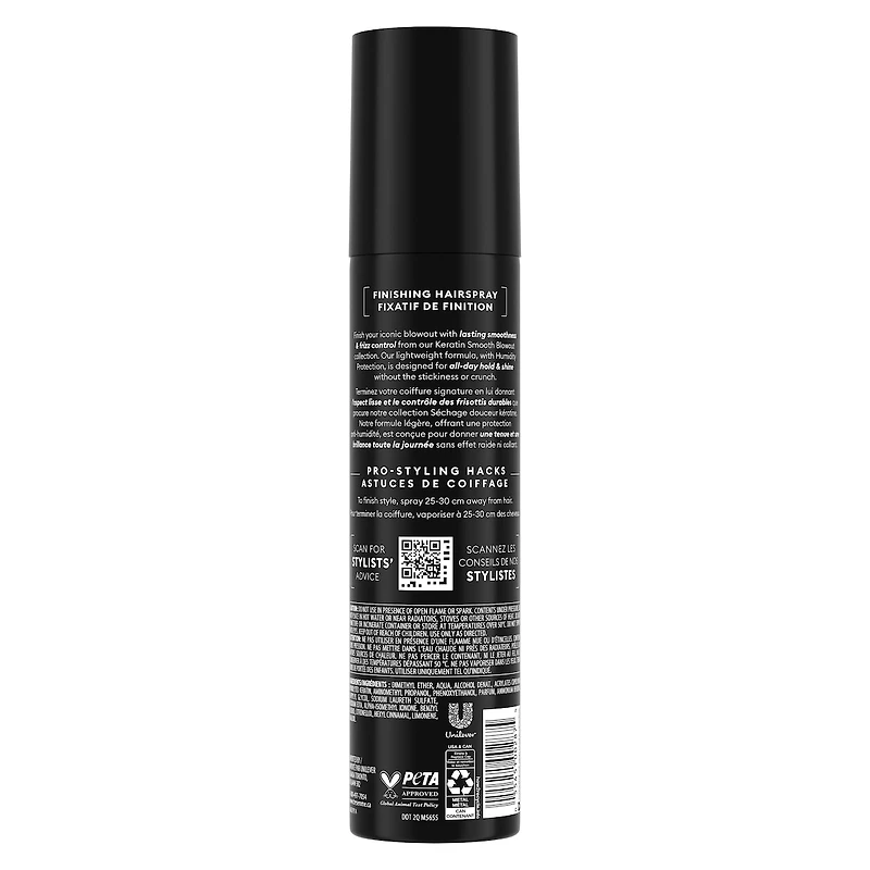 Keratin Smooth Weightless Finishing Hairspray flexible hold hair styling 48H humidity resistance