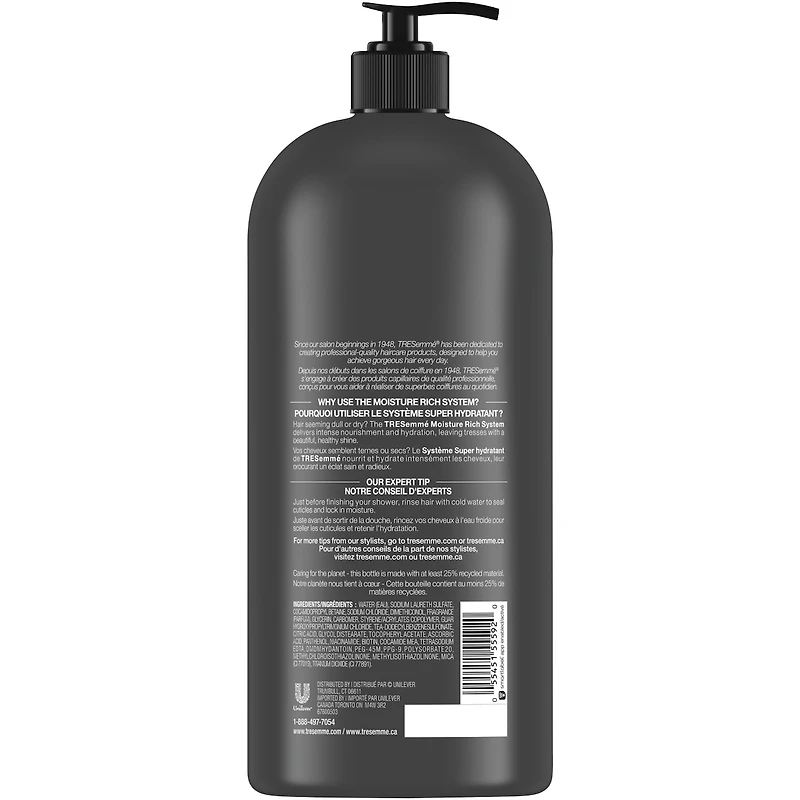 Shampoing pour cheveux secs et abîmés TRESemmé super hydratant à pompe avec vitamine E 1,15 l