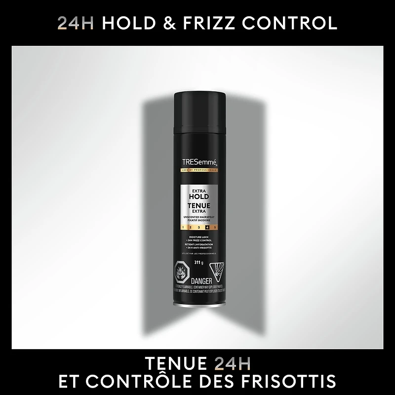 Fixatif pour un contrôle supplémentaire des cheveux rebelles indésirables TRESemmé TRES Two À tenue super inodore résistance à l'humidité 24 heures 311 g