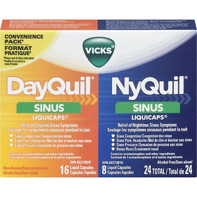 DayQuil Sinus Liquid Capsules + Vicks NyQuil Sinus liquid Capsules