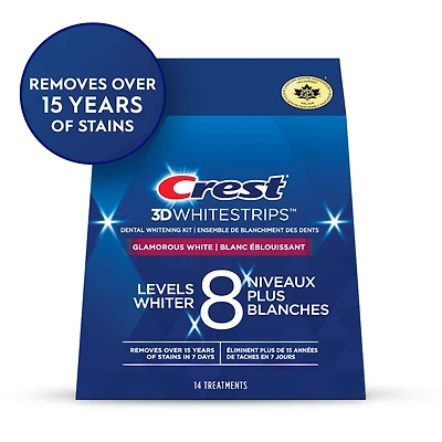 Ensemble de blanchiment des dents Crest 3D White Whitestrips Blanc éblouissant, 14 traitements