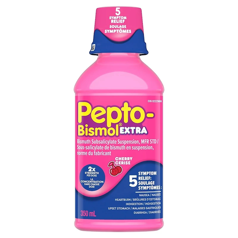PEPTO LIQUID EXTRA STRENGTH CHERRY for Nausea, Heartburn, Upset Stomach, Indigestion, and Diarrhea, 12oz/350ML
