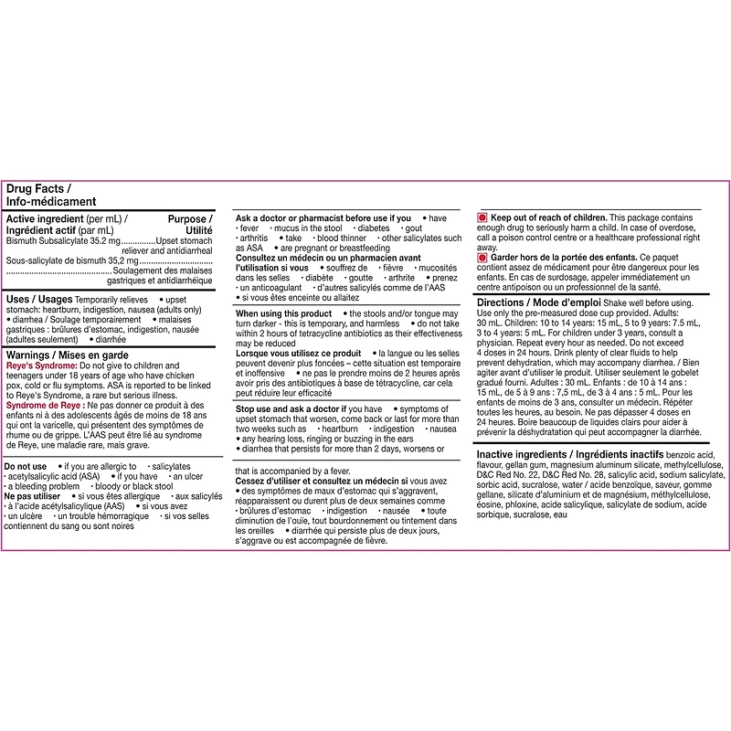 LIQUIDE EXTRA FORT PEPTO soulage la nausée, les brûlures d’estomac, l’indigestion, les malaises gastriques et la diarrhée SAVEUR DE CERISE 12oz/350mL