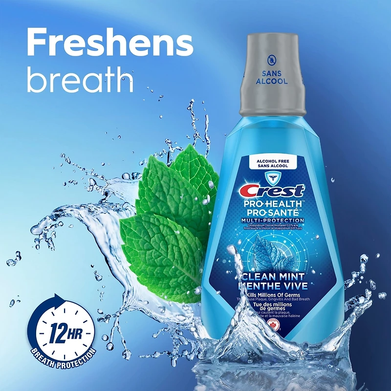 Crest Pro-Health Multi-Protection Alcohol Free Mouthwash with CPC (Cetylpyridinium Chloride), Clean Mint, 1.5 L