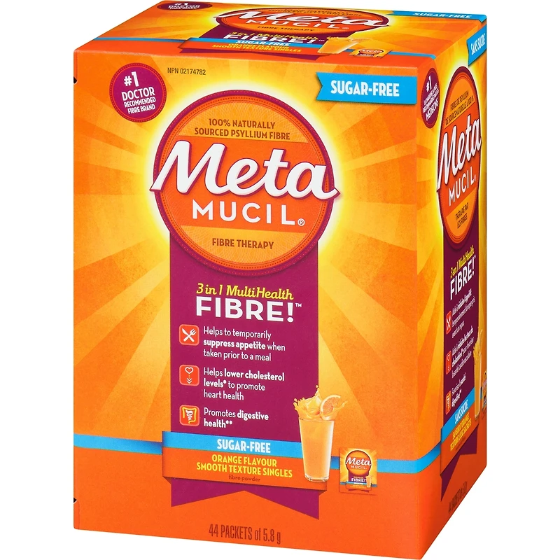 3 in 1 MultiHealth Fibre! Sugar-Free Fiber Suplement Powder Packets, Orange, 44 x 5.8 g