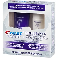Dentifrice en deux étapes Crest 3D White Brillance + gel blanchissant, tubes de 85 et de 63 mL