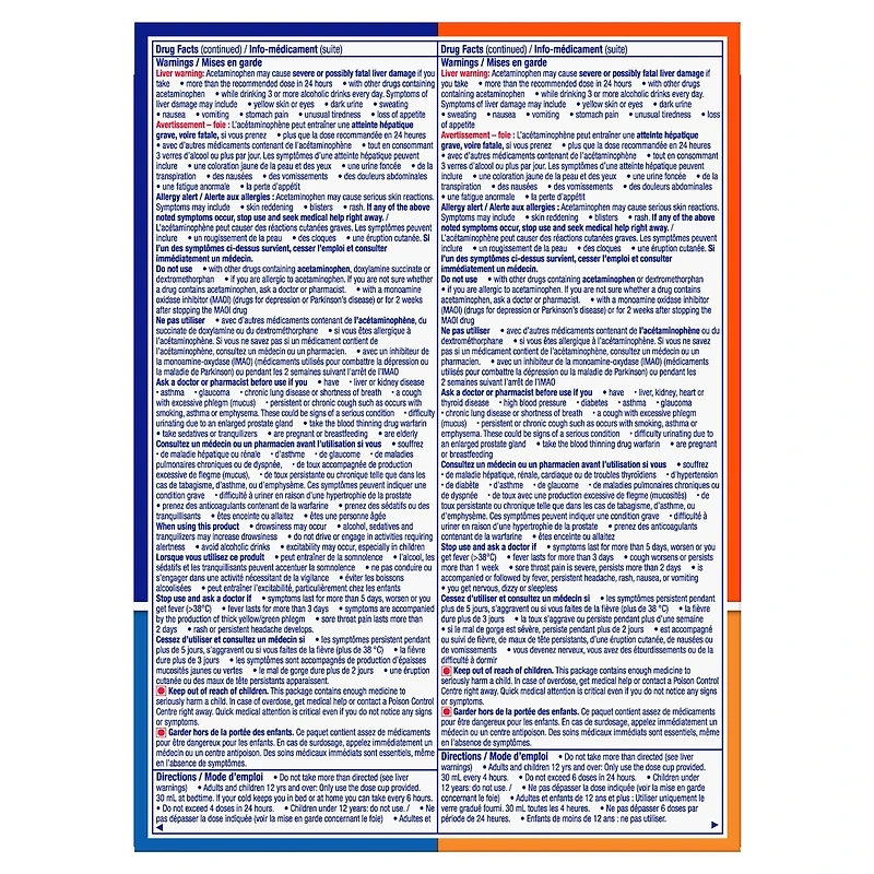 Médicament liquide Vicks DayQuil et NyQuil rhume et grippe, soulagement diurne et nocturne de symptômes multiples : maux de tête, fièvre, mal de gorge, courbatures et douleurs mineures, toux, format pratique, 2 bouteilles de 354 mL