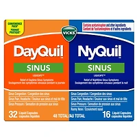 DayQuil Sinus Liquid Capsules + Vicks NyQuil Sinus Liquid Capsules, Total 48 Count