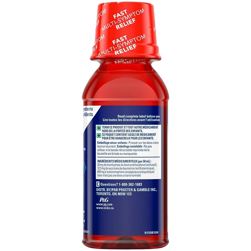 Liquide NyQuil Rhume et grippe Soulagement nocturne, Cerise apaisante, 236 mL