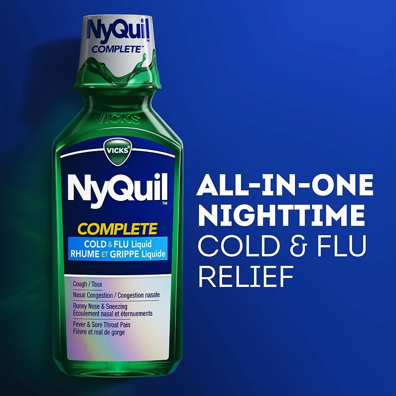 NyQuil COMPLETE Cold, Flu, and Congestion Medicine, 354 mL, Original Flavor