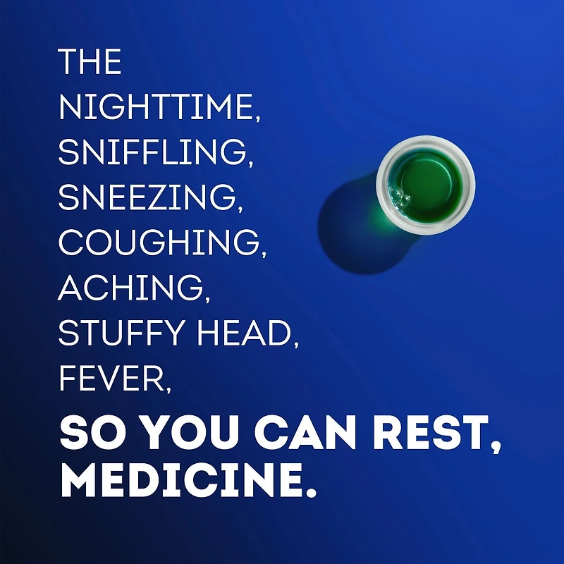 Vicks NyQuil COMPLETE : rhume, grippe, congestion, soulagement maximal nuit, toux, mal de gorge, fièvre, congestion et écoulement nasal, baies