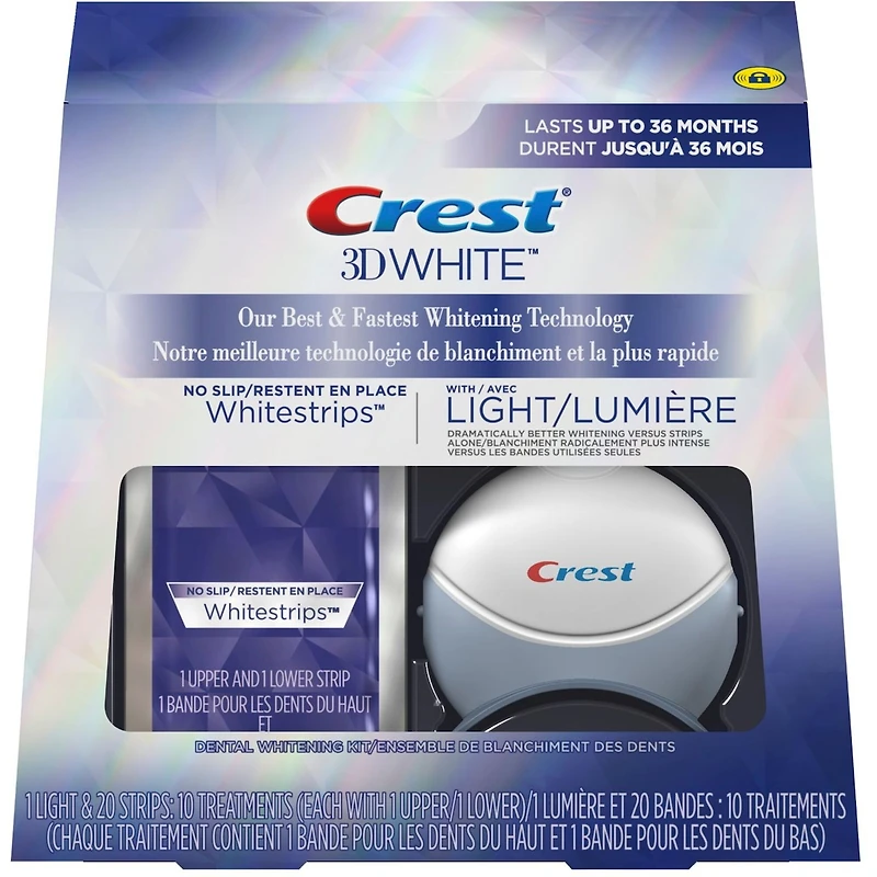 3D Whitestrips Professional White with LED Accelerator Light Teeth Whitening Kit, 19 Treatments, 30 Levels Whiter