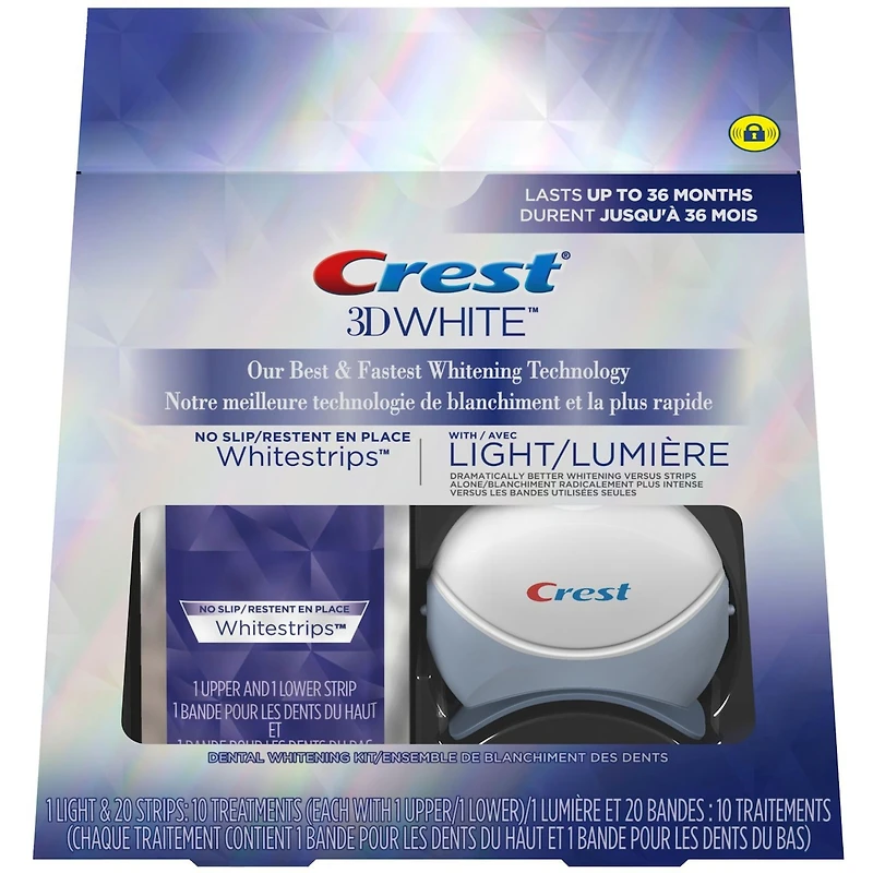 3D Whitestrips Professional White with LED Accelerator Light Teeth Whitening Kit, 19 Treatments, 30 Levels Whiter