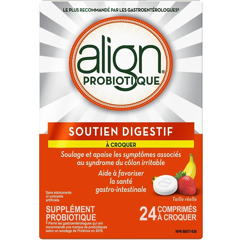 Suppl probiotique à croquer, santé digestive, marque plus recommandée par médecins‡, 24 u
