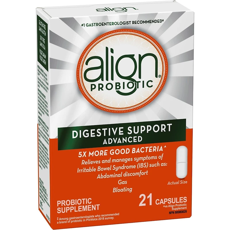 Suppl. probio. Avancé, santé digestive, marque plus recommandée par médecins‡, 21 c. végé.