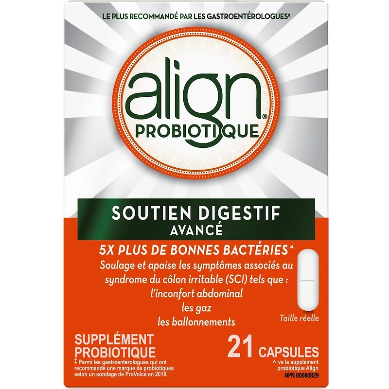 Suppl. probio. Avancé, santé digestive, marque plus recommandée par médecins‡, 21 c. végé.