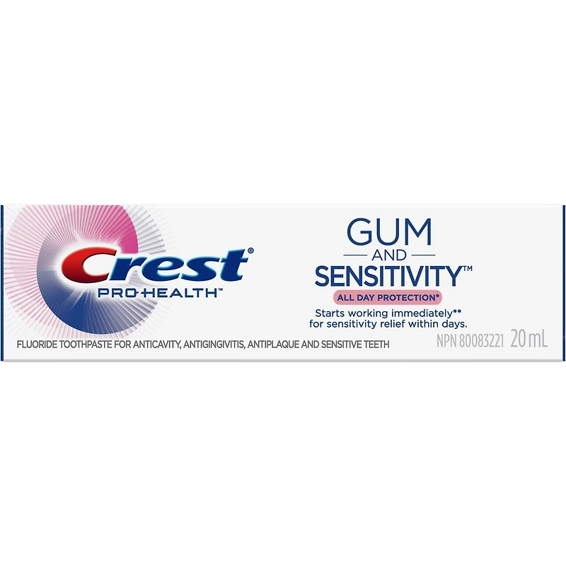 Dentifrice pour dents sensibles Crest Gum and Sensitivity Protection toute la journée