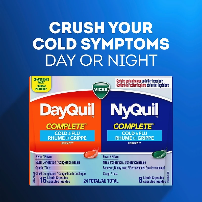 NyQuil COMPLETE Cough, Cold & Flu Nighttime Relief, 24 LiquiCaps