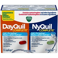 DayQuil et NyQuil COMPLETE soulagement de la toux, du rhume et de la grippe, 24 LiquiCaps