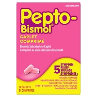 Pepto Bismol Caplets for Nausea, Heartburn, Indigestion, Upset Stomach, and Diarrhea 24 ct