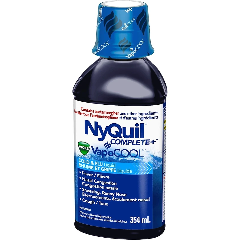 Médicament contre : rhume, grippe, congestion NyQuil COMPLETE + Vicks VapoCOOL, 354mL