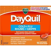 Capsules liq. DayQuil Rhume/grippe Soulagement symptômes multiples sans somnolence, 16 u