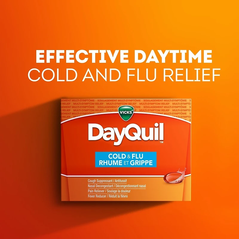 DayQuil Cold & Flu Multi-Symptom Relief Non-Drowsy Liquid Capsules, 16 Count