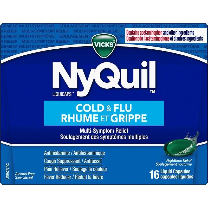Capsules liquides NyQuil Rhume et grippe Soulagement des symptômes multiples