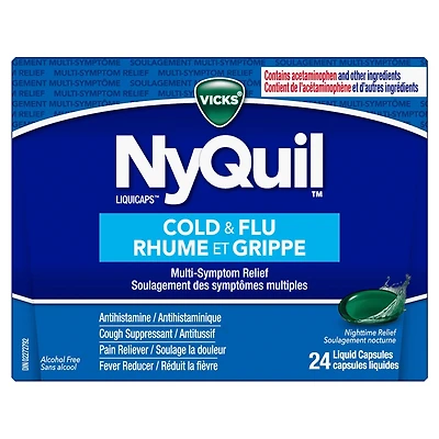 NyQuil Cold & Flu Multi-Symptom Relief Liquid Capsules, 24 Count