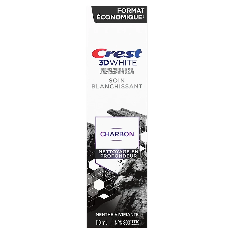 3D White Whitening Therapy Charcoal Deep Clean Fluoride Toothpaste, Invigorating Mint,  110 mL