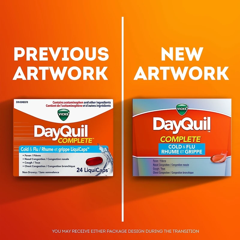 Vicks DayQuil Complete Cold, Flu and Congestion Medicine, 36 Liquicaps, Maximum Strength, Relieves Cough, Sore Throat, Fever, Chest Congestion, Liquid Capsules