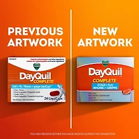 Vicks DayQuil Complete Cold, Flu and Congestion Medicine, 36 Liquicaps, Maximum Strength, Relieves Cough, Sore Throat, Fever, Chest Congestion, Liquid Capsules