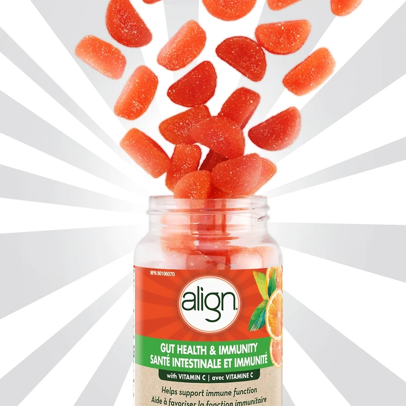 Gélifiés prébiotiques+probiotiques intestin/soutien immunitaire, agrumes, 50 unités