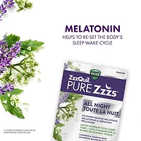 ZzzQuil PURE Zzzs Toute la nuit, lib. prol., mélatonine, 6 h, adultes, 2 mg/comp., 21 u