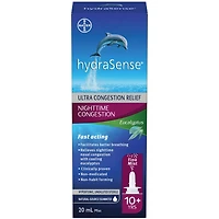 hydraSense Nighttime Congestion Nasal Spray - with Cooling Eucalyptus, Ultra Nasal Congestion Relief Saline Spray, Fast Acting, Clinically-Proven, Non-Medicated, Non-Habit forming, Saline Solution, Natural Source Seawater