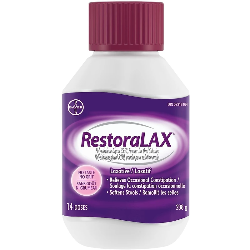 RestoraLAX Powder Laxative, Effective Relief, No Taste, No Grit, No Gas, No Bloating, No Cramps, Doses