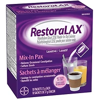 RestoraLAX Powder Laxative, Effective Relief, No Taste, No Grit, No Gas, No Bloating, No Cramps, Convenient 10 Single Dose Sachets