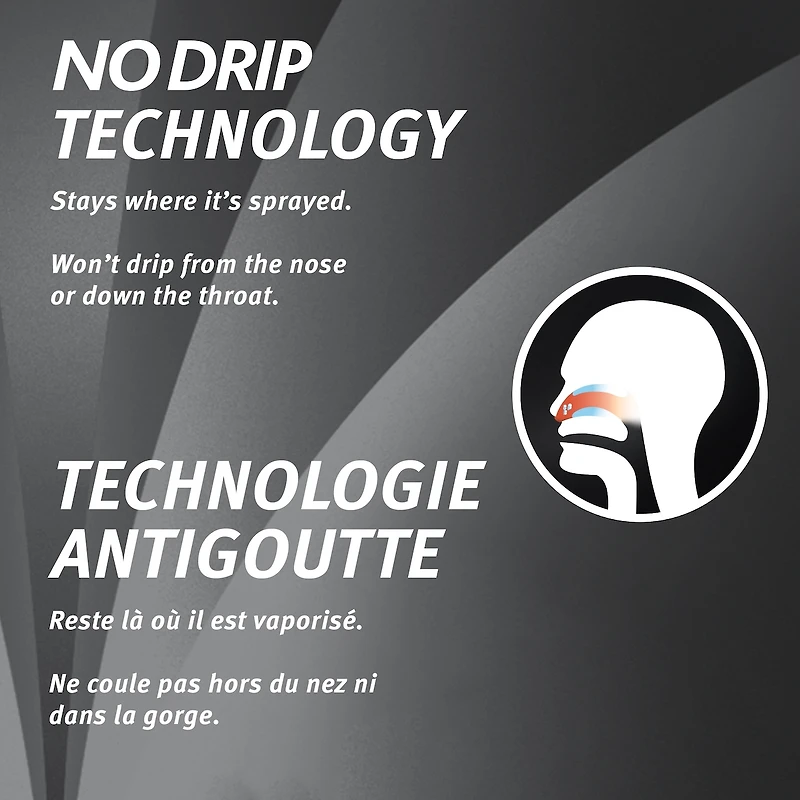 Vaporisateur Drixoral No Drip avec hydradants, soulage la congestion tout en apaisant les voies nasales sèches et irritées, 15 mL